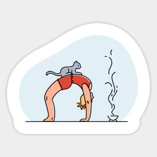 YOGA WITH CAT ILLUSTRATION Sticker